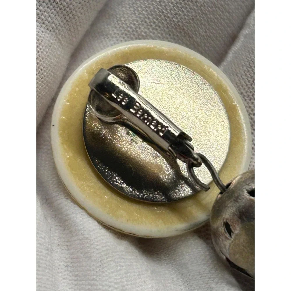 Vtg LES BERNARD Runway EARRINGS Faux Bone‎ & Silver Toned Dangle Southwestern
